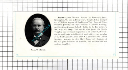 John Watson Moyses Stockton  / Ralph Neville KC Esher Surrey - c.1905 Clipping