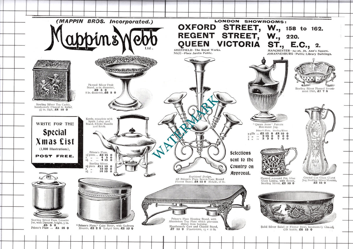 Mappin & Webb Mappin Bros London Advert - 1903 Cutting / Print