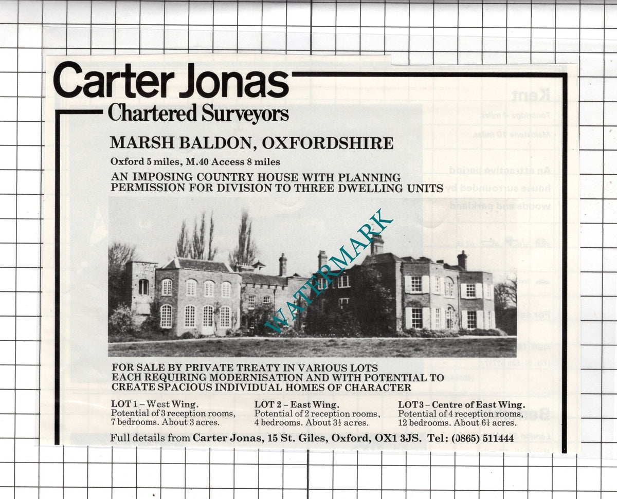 Marsh Baldon Oxfordshire House Sale Advert - 1978