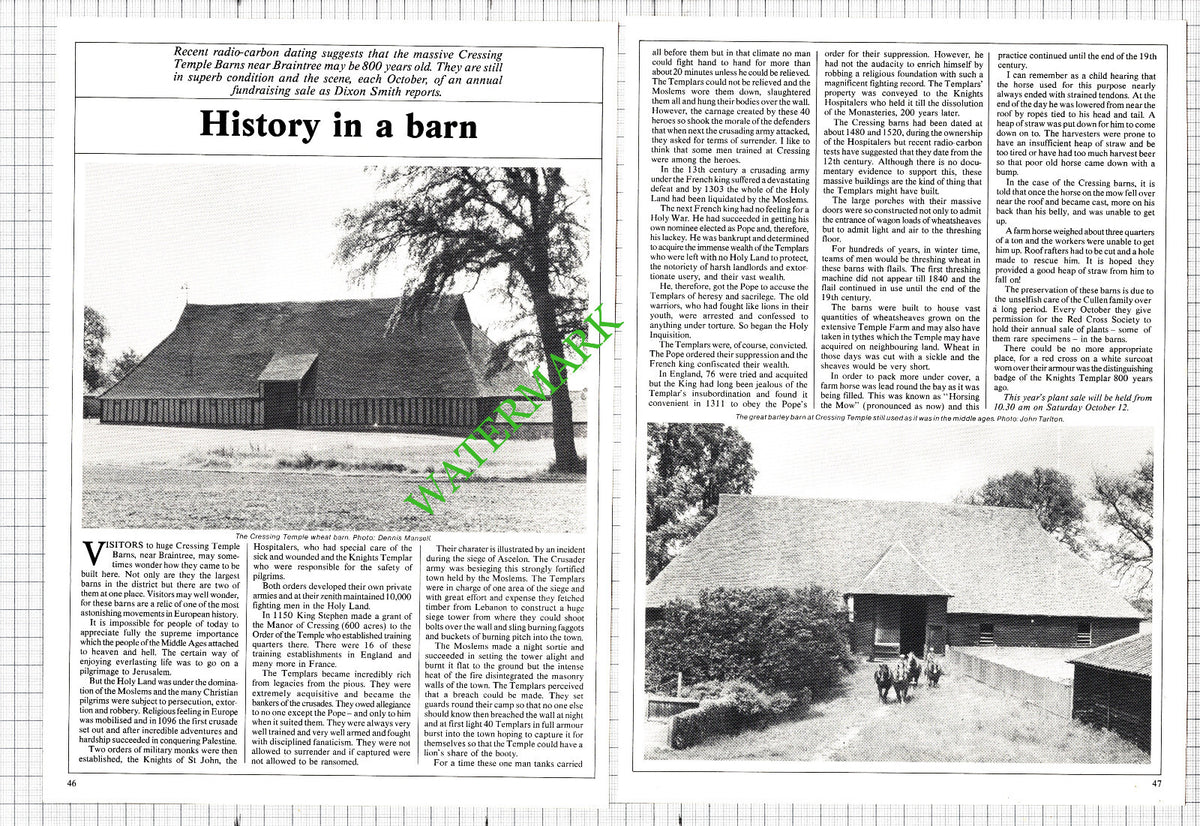 Cressing Temple Barns Braintree Essex - 1985 Article