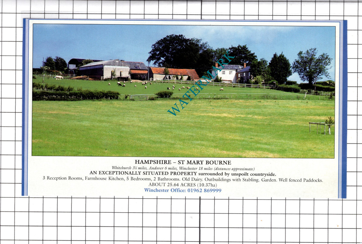 St Mary Bourne Hampshire House Sale Advert - 1998 Clipping