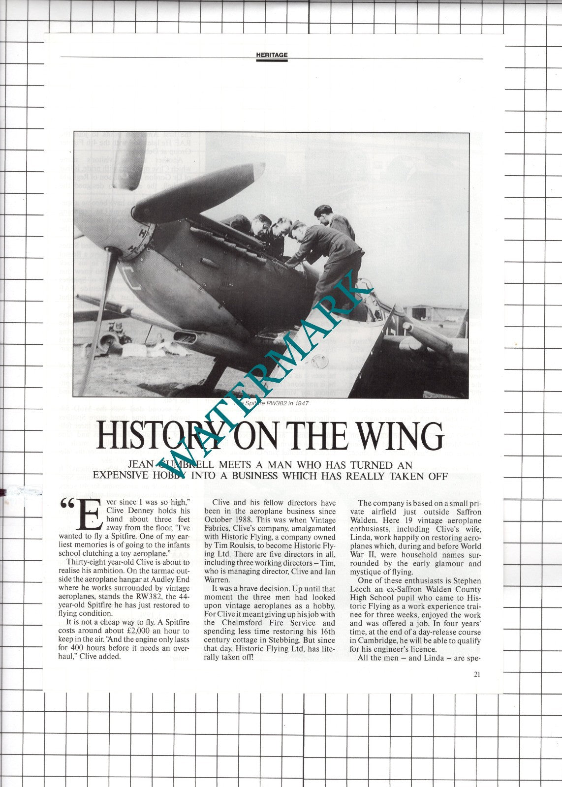 Historic Flying Ltd Clive Denney Tim Roulsis Ian Warren - 1991 Article