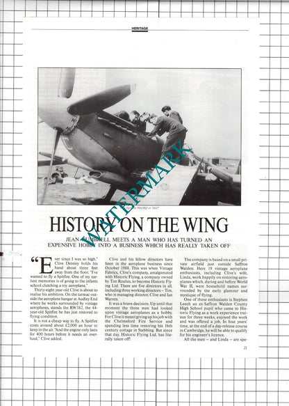 Historic Flying Ltd Clive Denney Tim Roulsis Ian Warren - 1991 Article