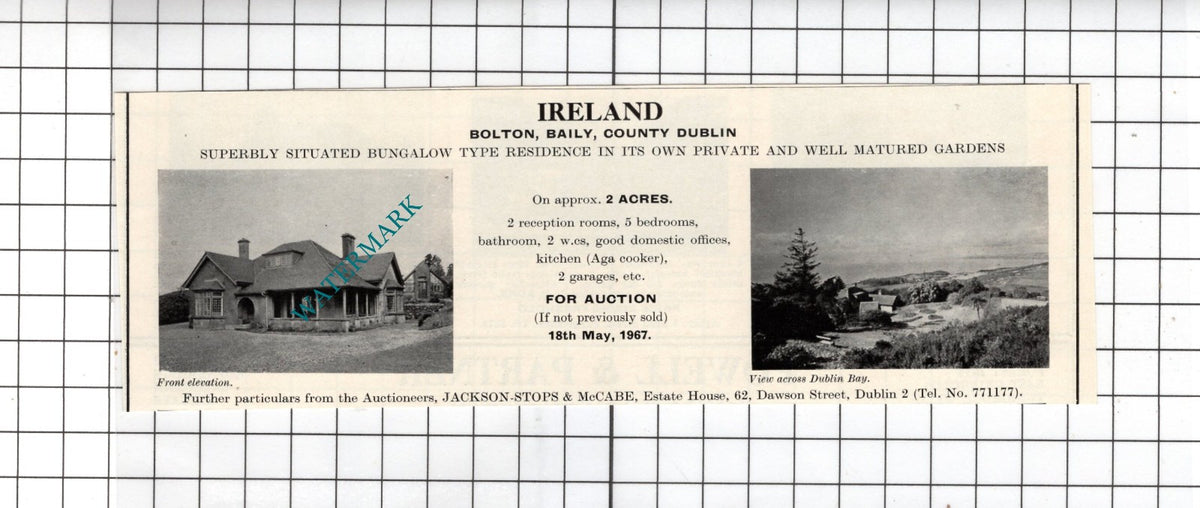 Bolton Baily County Dublin Ireland House Sale Advert - 1967