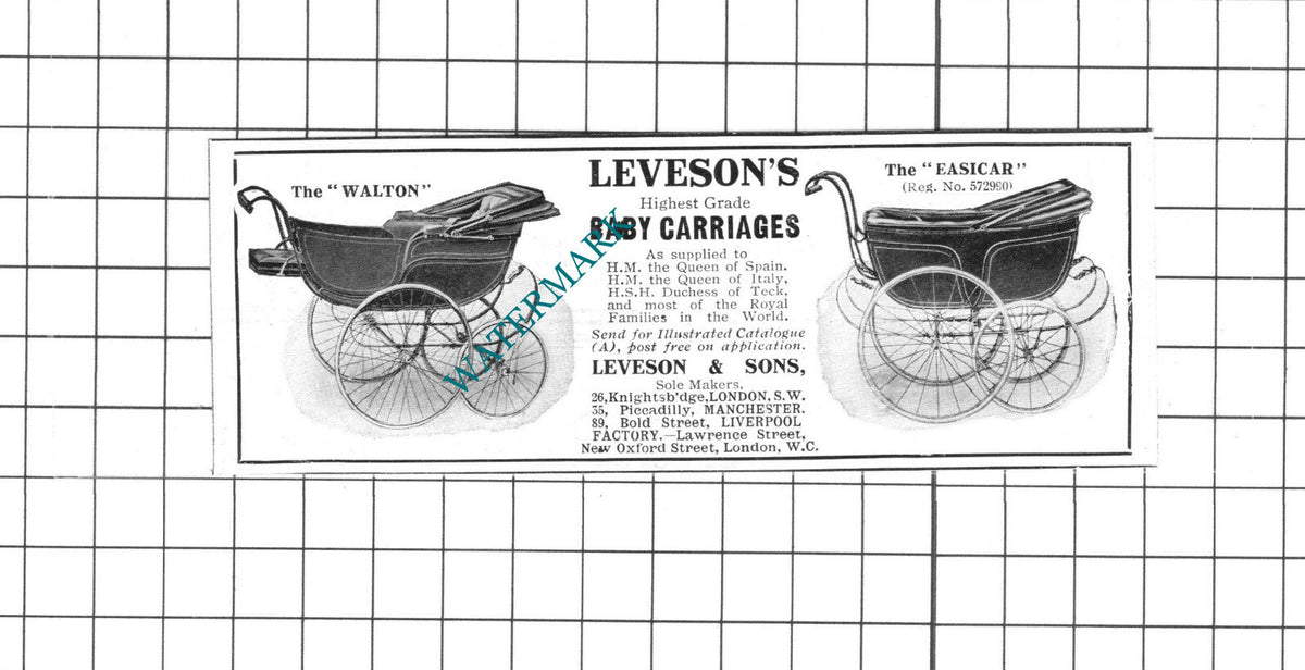 Levesonm & Sons Leveson's Baby Carriages Advert  - 1914 SMALL Clipping