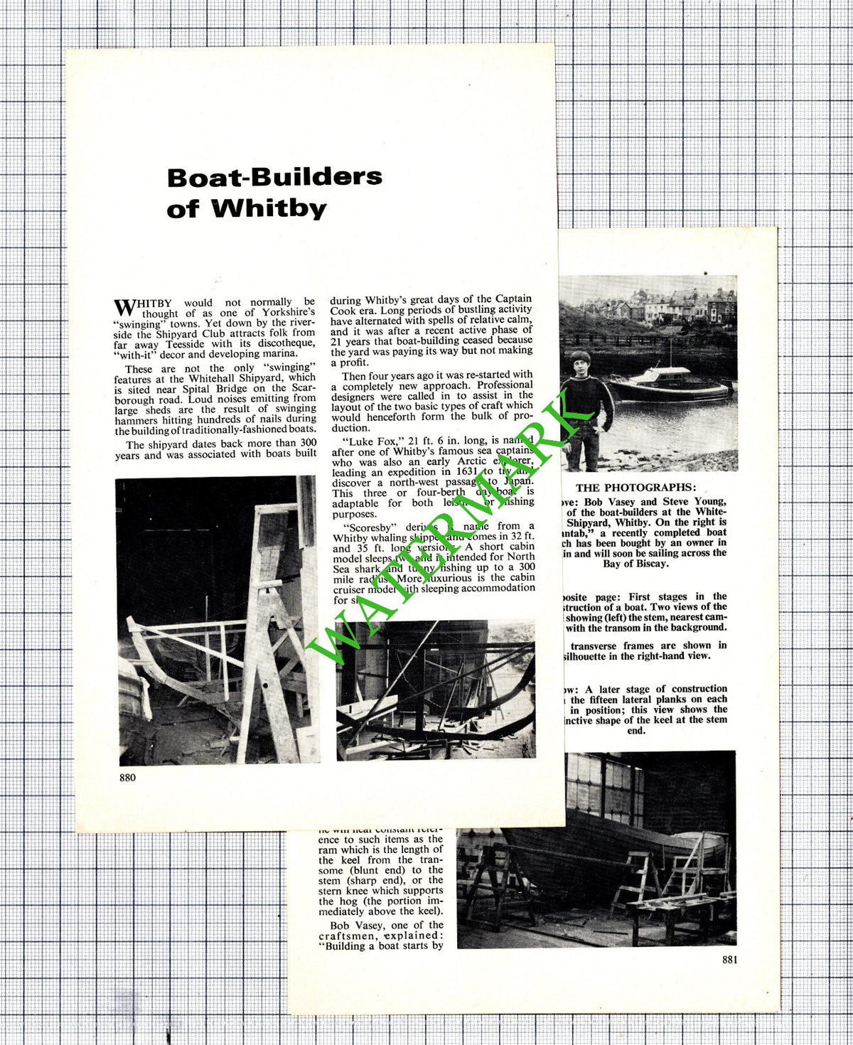 Whitby Boat Builders Bob Vasey Steve Young   - 1970 Article