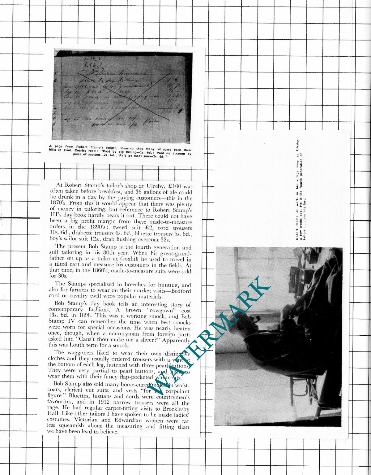Robert Stamp Ulceby Lincolnshire Tailor - 1966 3-Part Clipping / Print