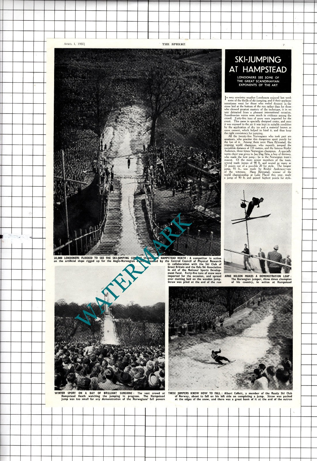 Hampstead Heath Ski-Jumping Arne Nilson Albert Collett  - 1950 Clipping