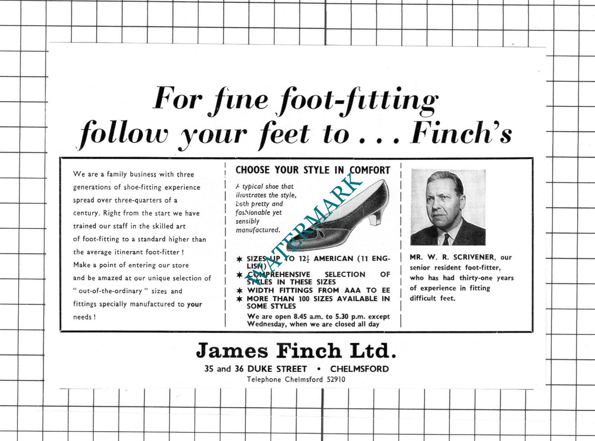 James Finch Ltd Chelmsford Essex Mr W R Scrivener Advert - c.1967 Clipping