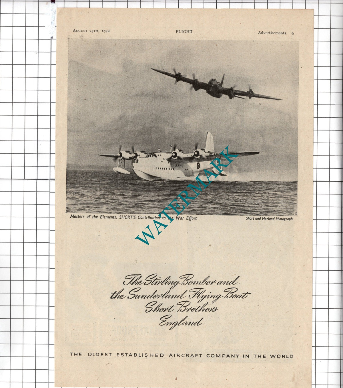 Short Brothers Aircraft Company World War Two WW2 Advert - 1944 Clipping