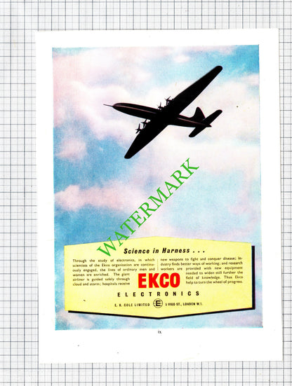 Ekco Electronics EK Cole Ltd / BDH British Drug Houses Ltd Advert - 1951 Cutting