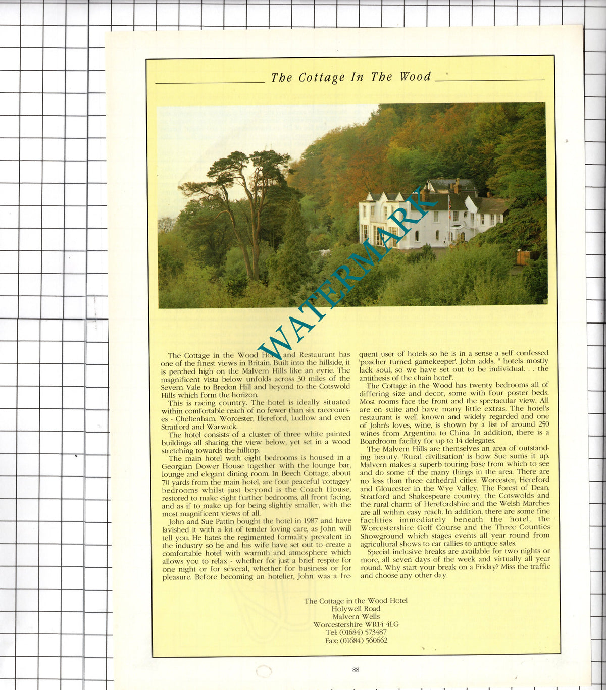 The Cottage In The Wood Hotel Malvern Wells Worcestershire Advert - 1995 Cutting