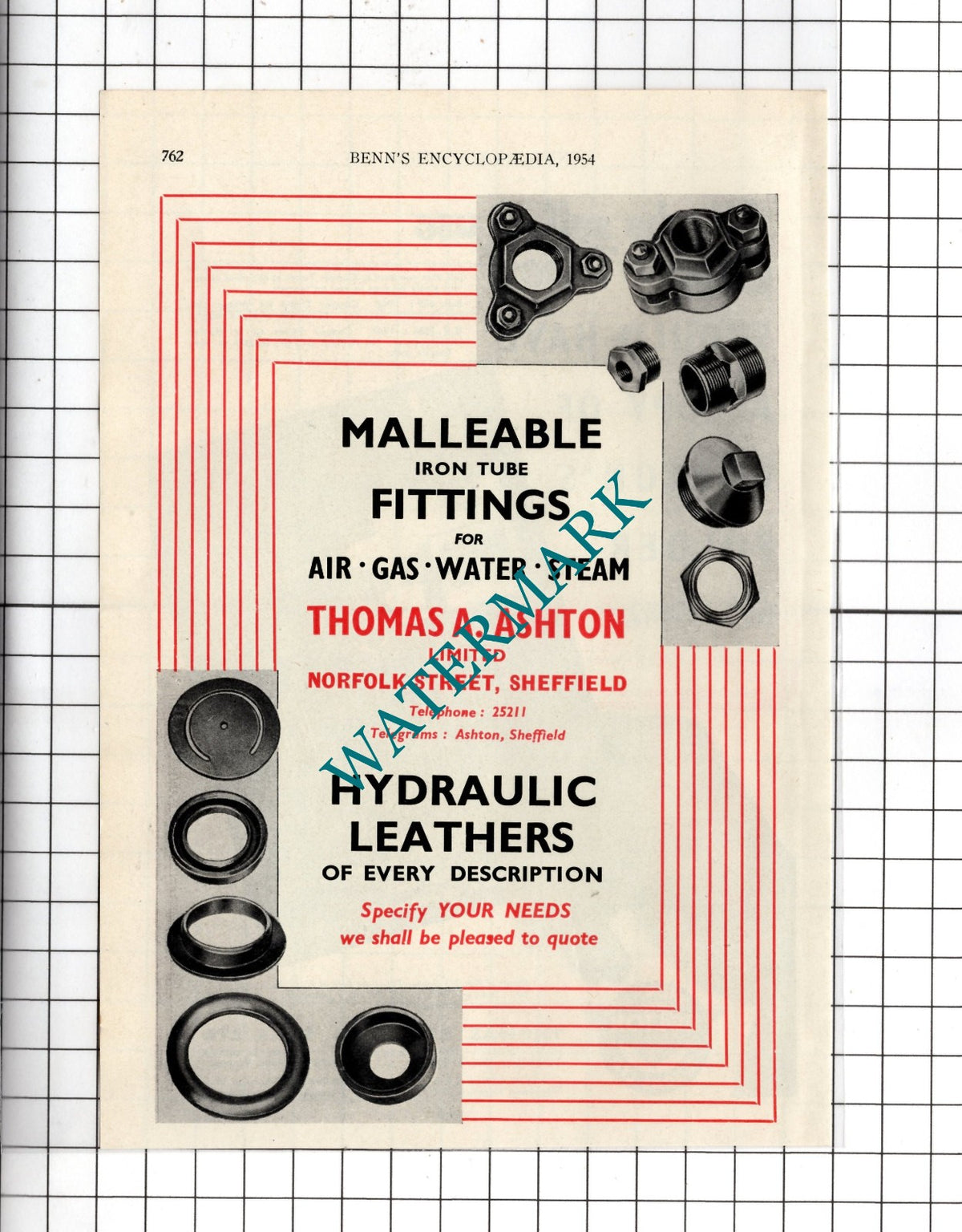 Thomas A Ashton Ltd Sheffield / Thomas Bolton & Sons Ltd Widnes  - 1954 Advert