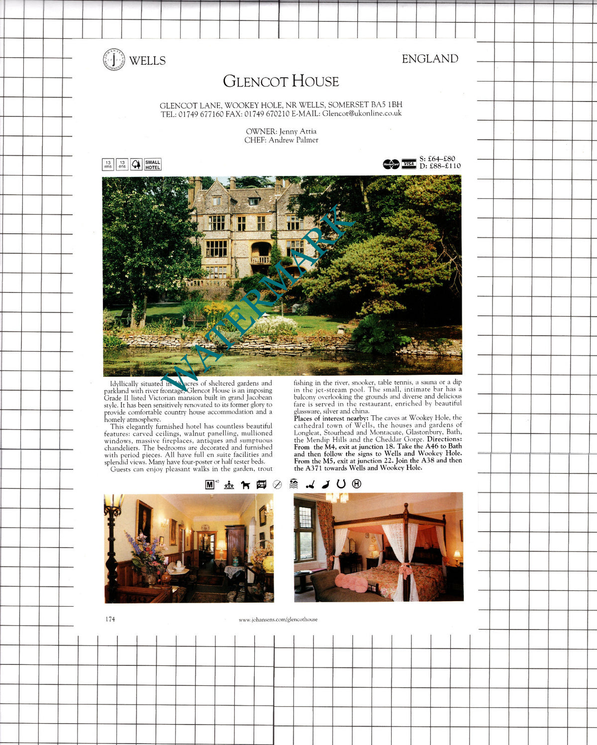 Glencot House Wookey Hole Somerset / Beryl Wells Somerset Hotel - 2001 Advert