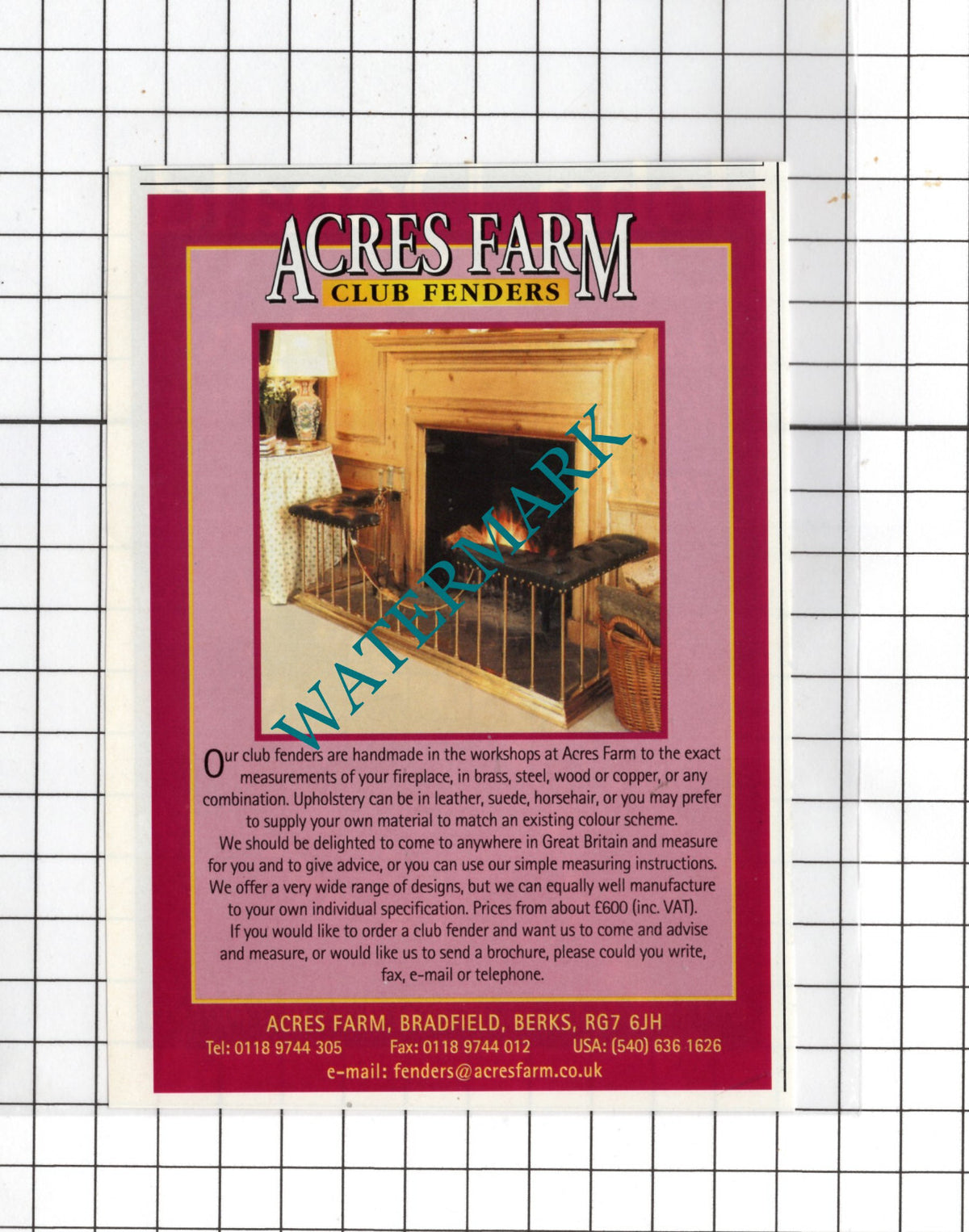 Acres Farm Club Fenders Bradfield Berkshire  - 1997 Small Advert
