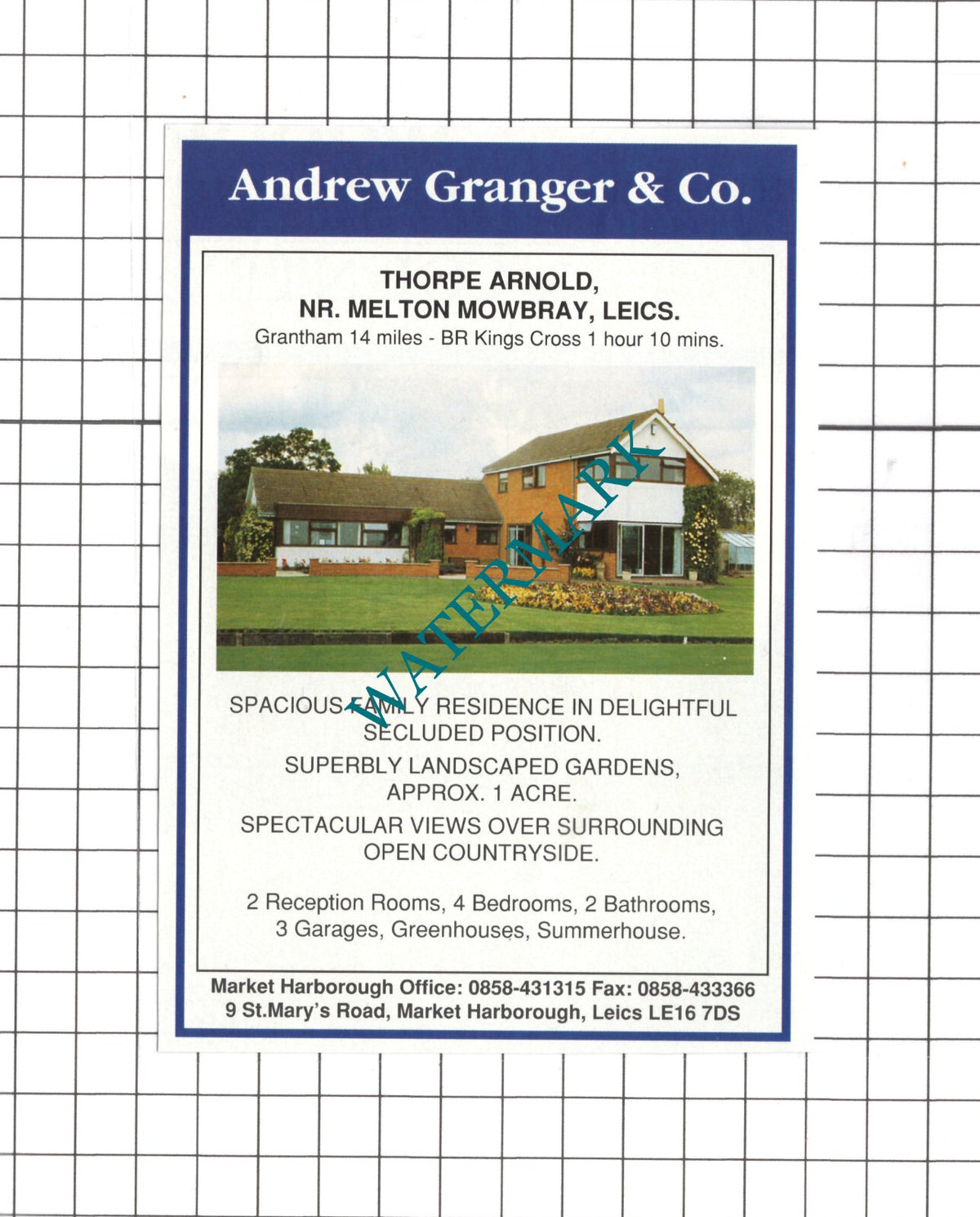 Thorpe Arnold Leicestershire House Sale Advert - 1991 Clipping