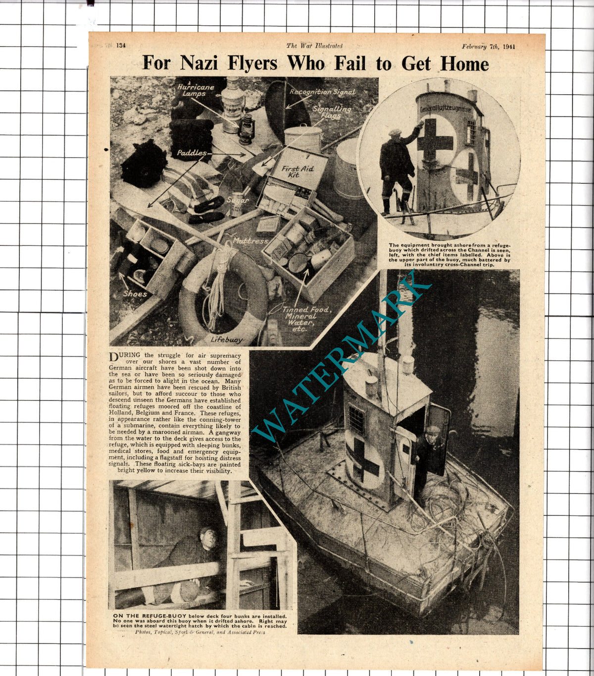 German Refuge Buoys World War Two WW2  - 1941 Clipping