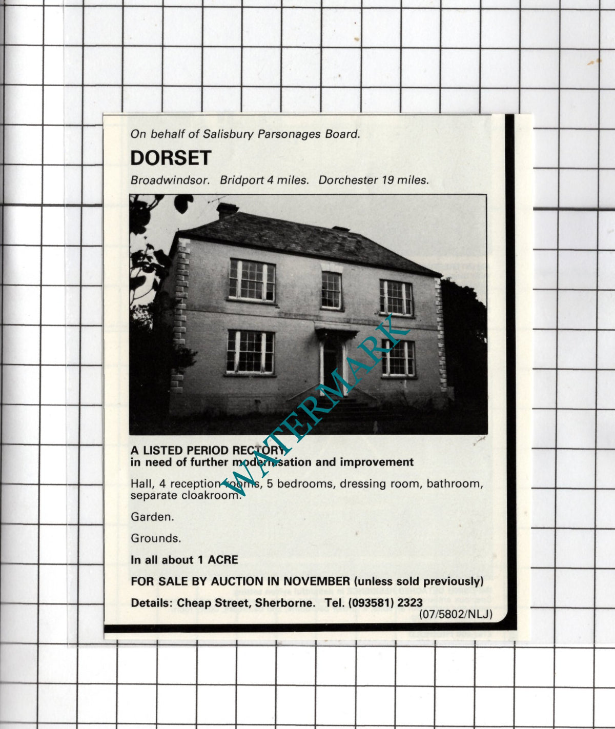Broadwindsor Dorset Rectory - 1980 House Sale Advert