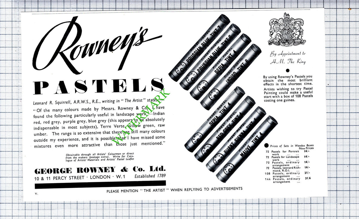 Leonard R Squirrell Rowneys George Rowney & Co Ltd London  - 1930s Cutting