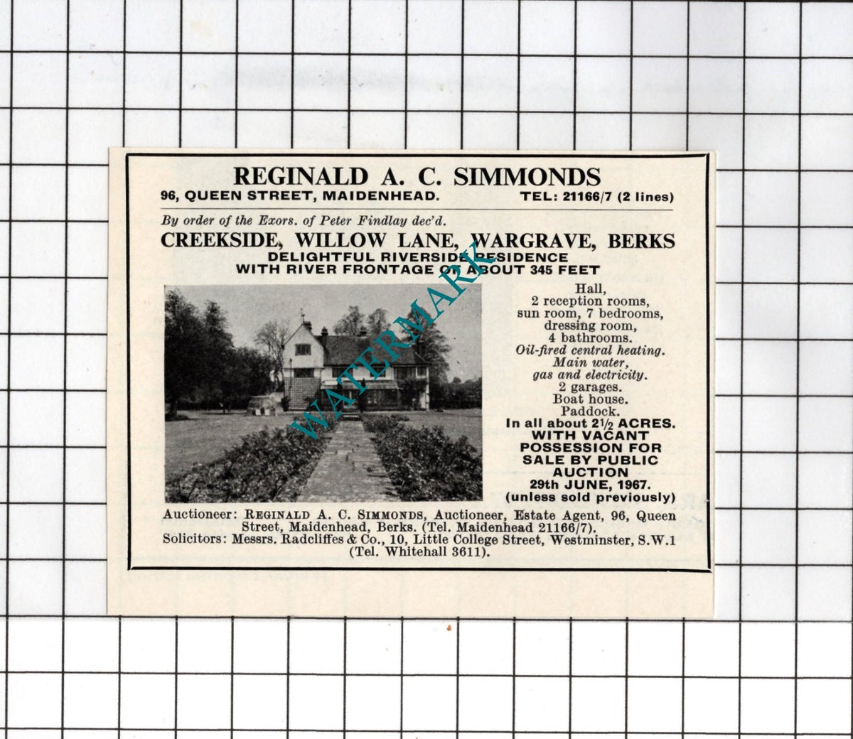 Creekside Willow Lane Wargrave Berkshire Small House Sale Advert - 1967