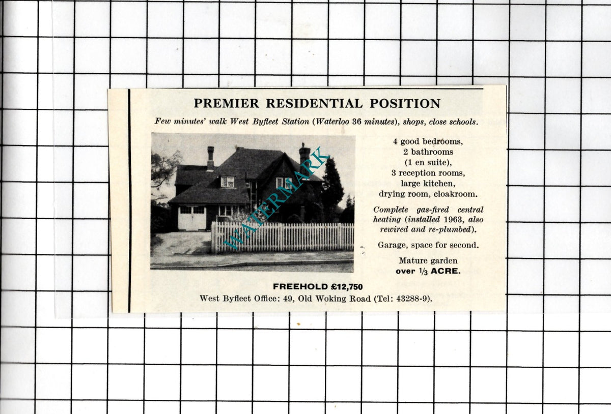 West Byfleet Surrey - 1967 SMALL House Sale Advert