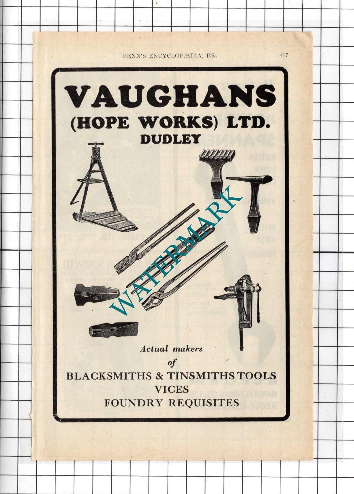 Vaughans Hope Works Ltd Dudley England - 1954 Advert