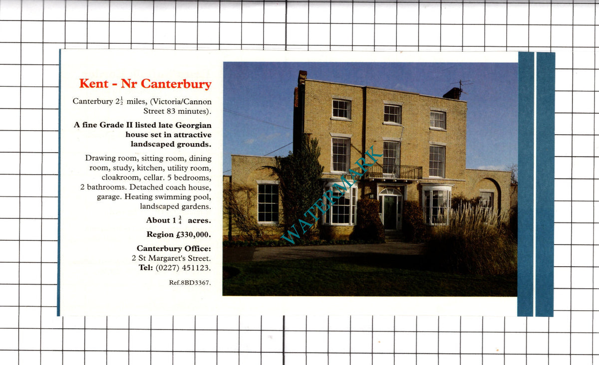 Canterbury Kent / Bures Suffolk House Sale Advert - c.1991 Cutting / Print