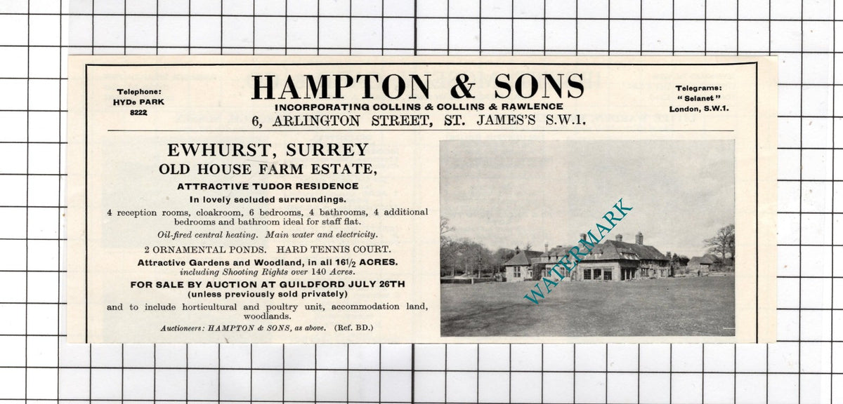 Old House Farm Estate Ewhurst Surrey - 1967   Sale Advert