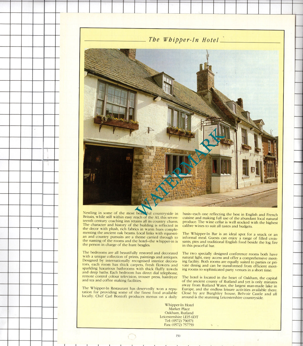 The Whipper-In Hotel Oakham Rutland Advert - 1995 Cutting