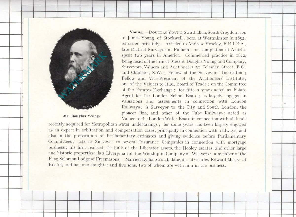 Mr Douglas Young Strathallan South Croydon  - c.1905 Clipping