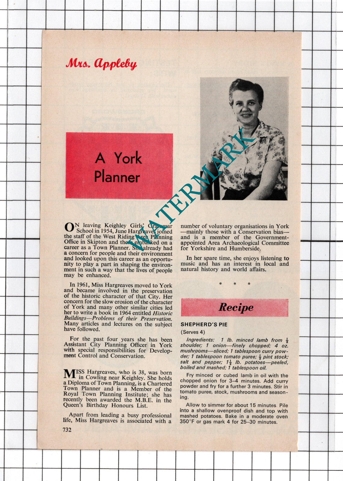 Miss June Hargreaves Cowling Yorkshire York  - 1975 Cutting