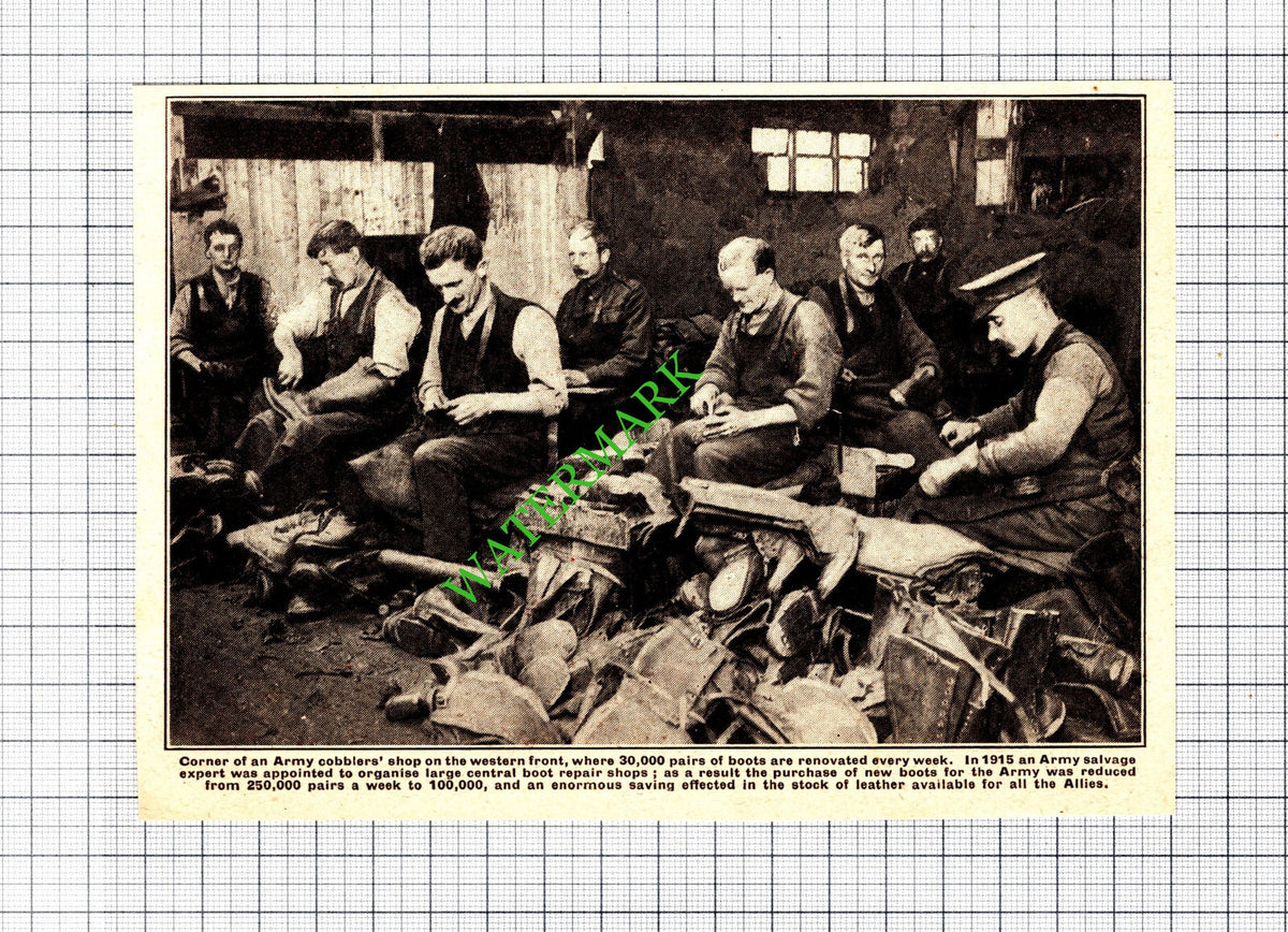 British Army Cobblers Shop Western Front Great War WW1 - 1918 Cutting
