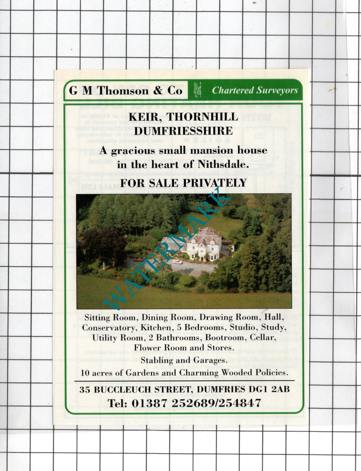Keir Thornhill Dumfrieshire House Sale Advert - 1997 Small Cutting