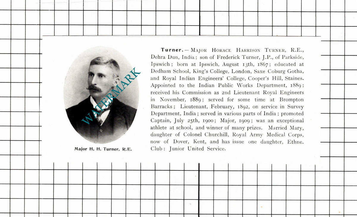 Major Horace Harrison Turner Royal Engineers Ipswich Suffolk - 1911 Clipping