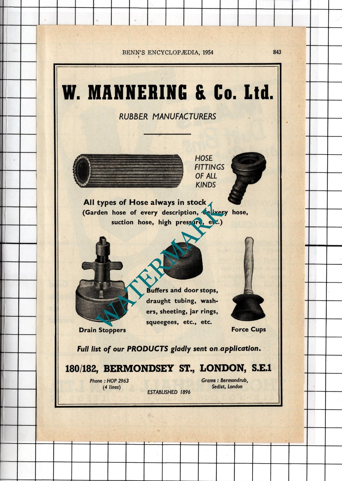 W Mannering & Co Ltd London Rubber  / Thos Marshall & Son Leeds - 1954 Advert