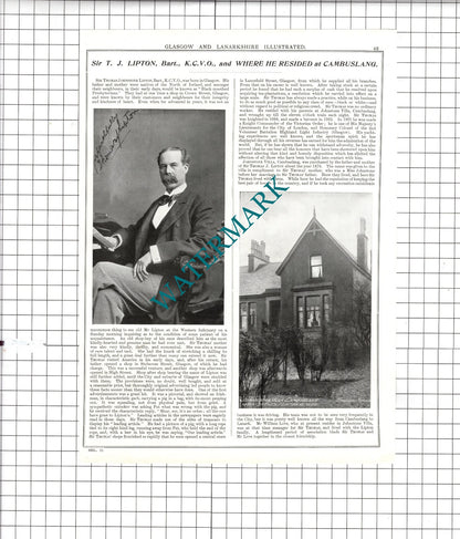 Thomas Johnstone Lipton Alexander Sinclair James Hunter Govanhill - 1904 Article