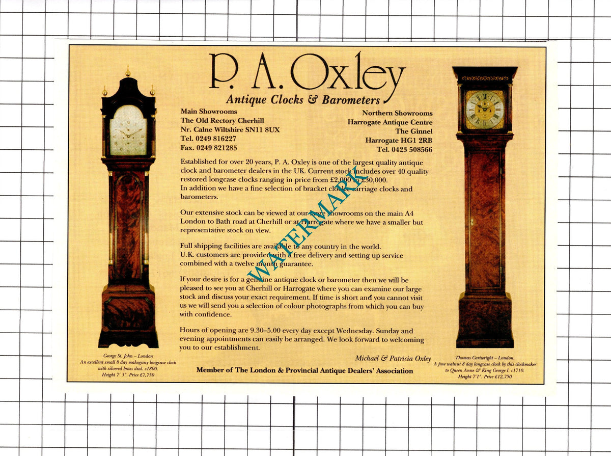 P A Oxley Cherhill Michael and Patricia Oxley Advert - 1994 Clipping