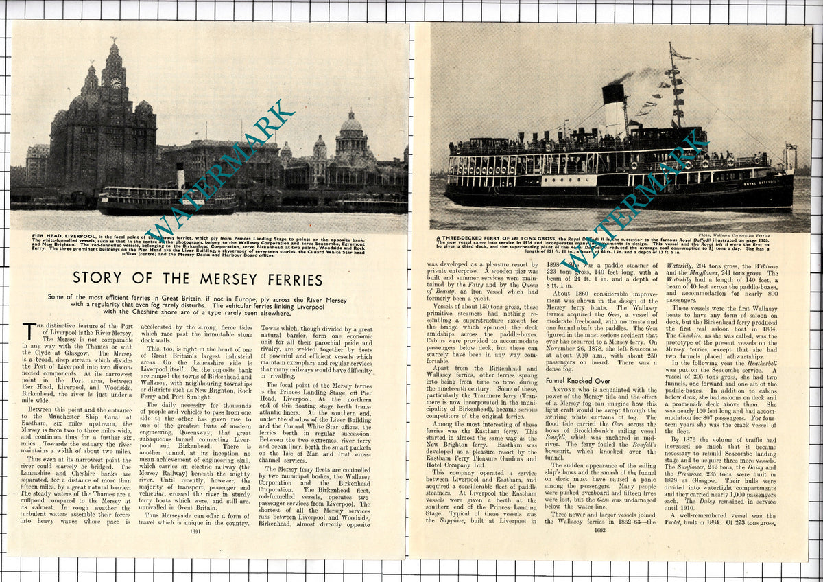 The Mersey Ferries Ferry   - c.1940's Article