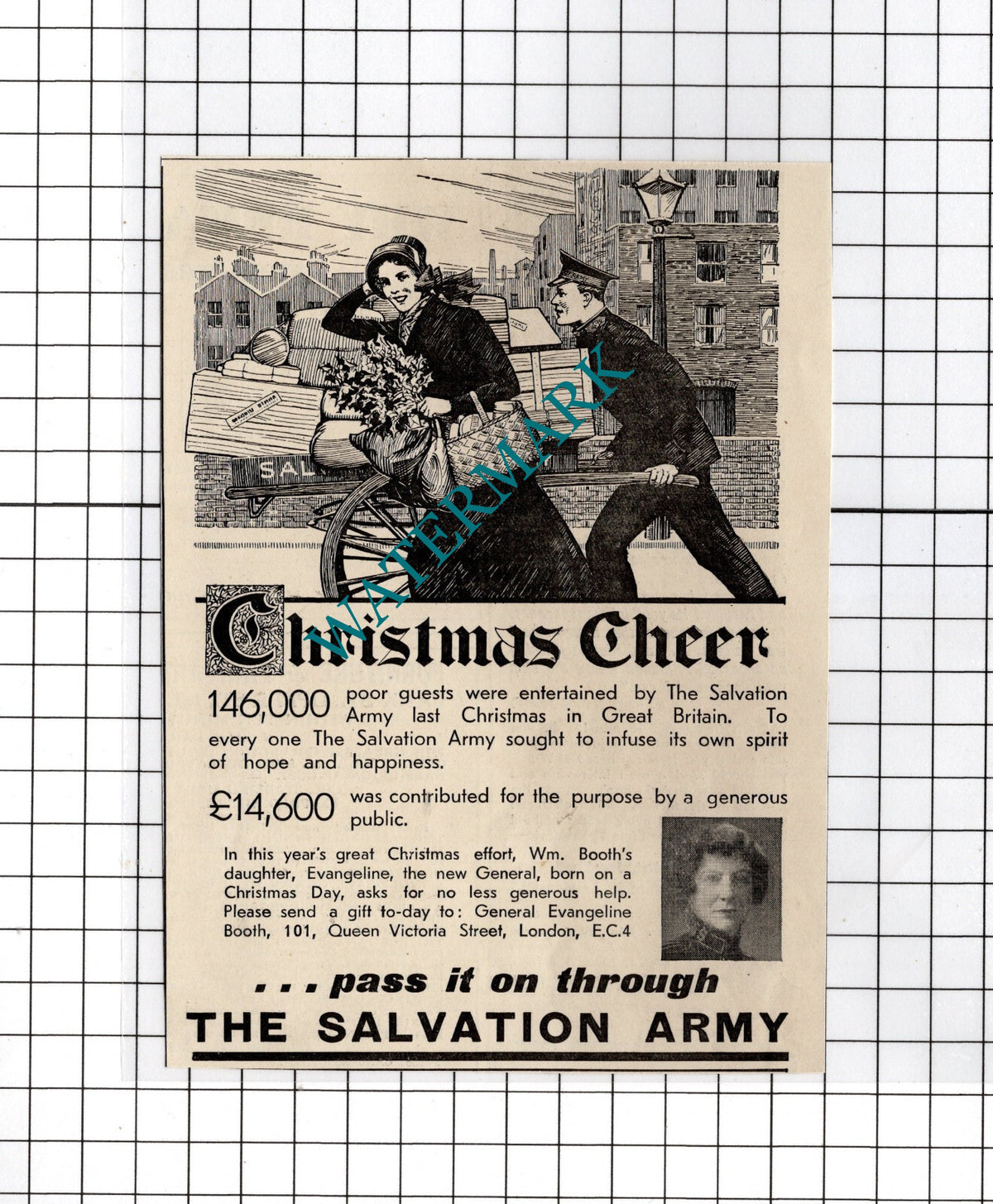 The Salvation Army General Evangeline Booth Appeal  - 1934 Small Advert