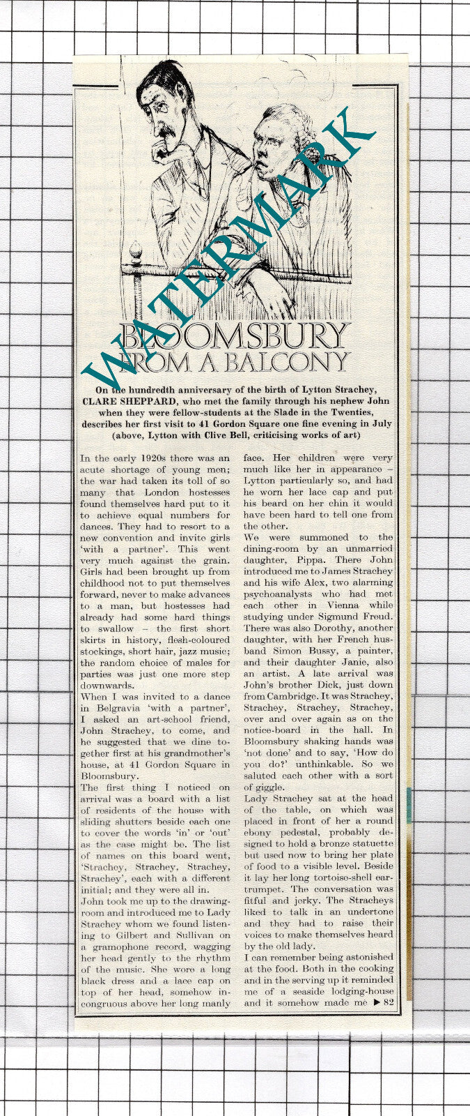 Lytton Strachey 41 Gordon Square Bloomsbury London  - 1980 Article