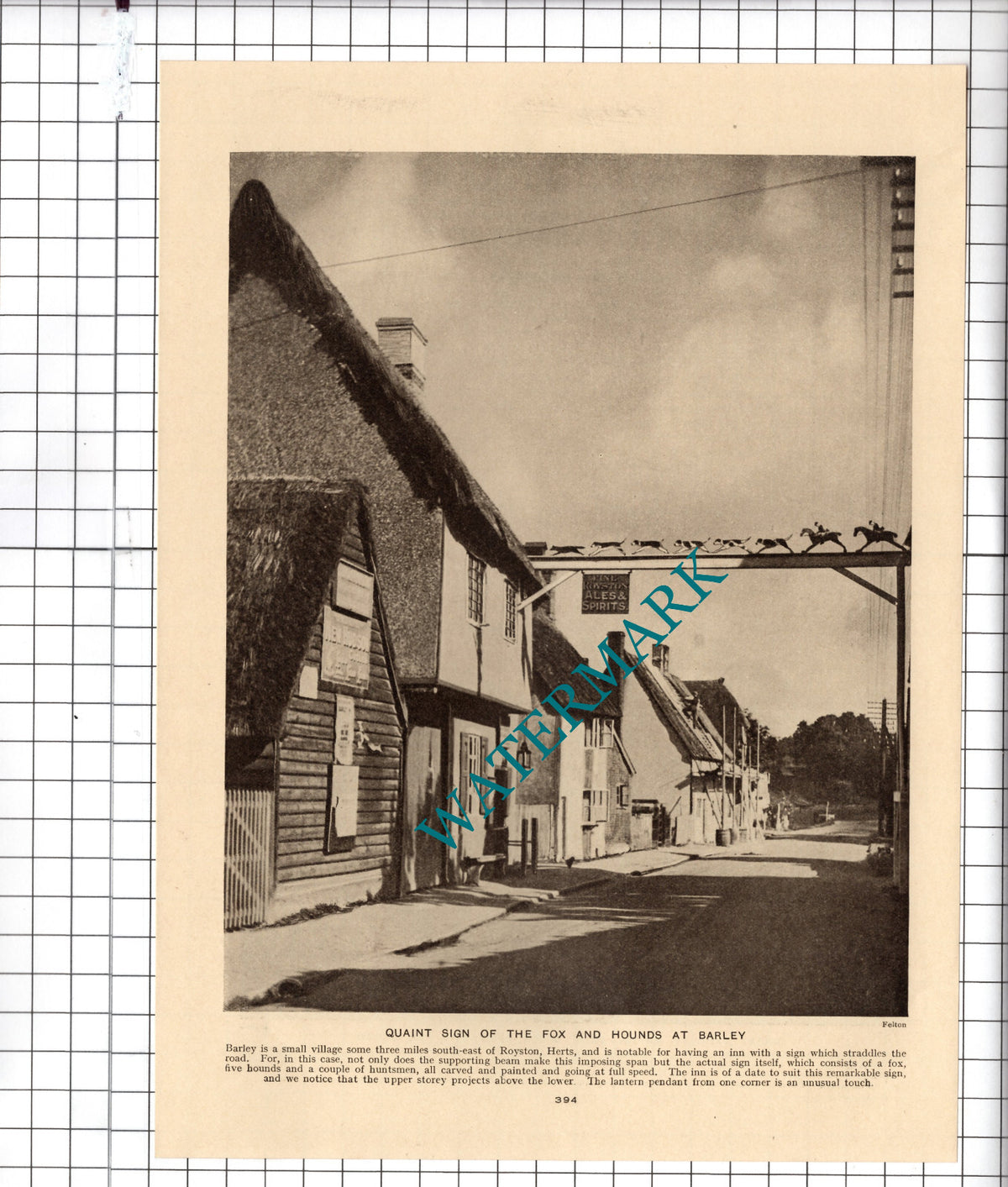Fox and Hounds Barley Royston Hertfordshire  - c.1930's Cutting / Print