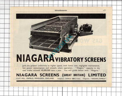 Firth Blakeley Sons & Co Church Fenton Yorks / Niagara Screens Ltd - 1951 Advert