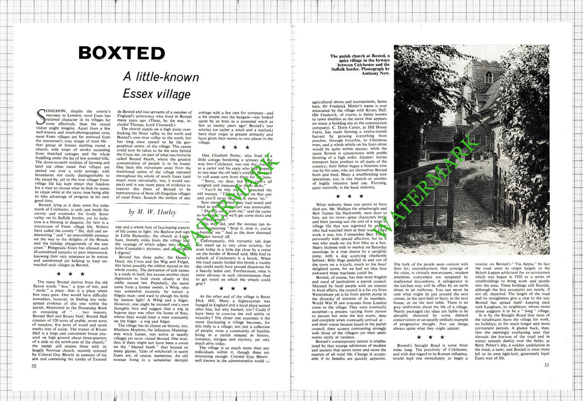 Boxted Essex  - 1968 Article