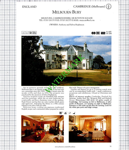 Melbourn Bury Cambridge / Crosby Lodge Hotel Carlisle Sedgwick -2001 Cutting