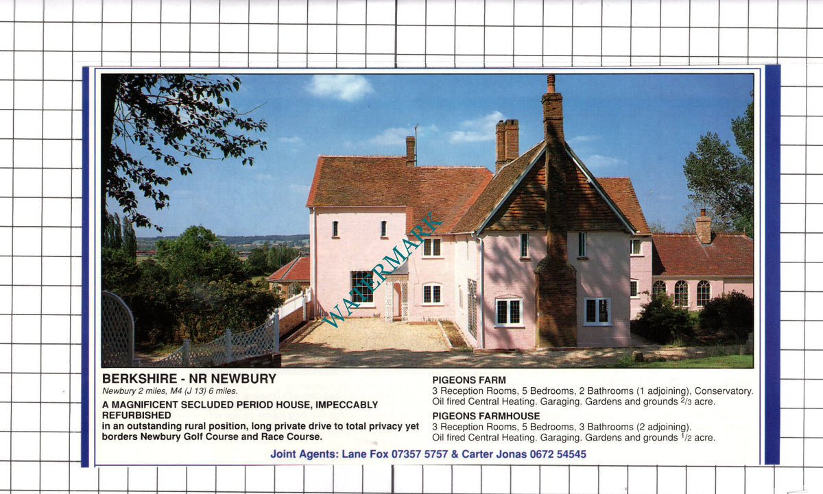 Pigeons Farm Newbury Berkshire / Titchfield Hampshire House Sale Advert -c.1990