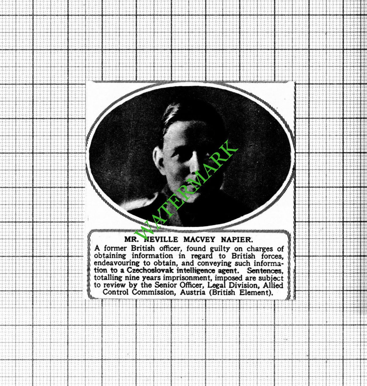 Mr Neville Macvey Napier - 1951 Small Cutting