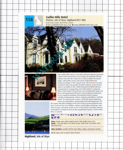 The Glen Mhor Hotel Inverness / Cuillin Hills Hotel Portree Skye -2011 Advert