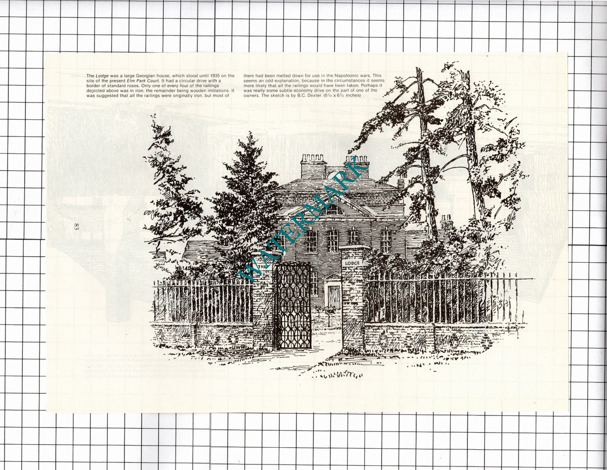 The Lodge Elm Park Court Pinner Middlesex / Dear's Farm - 1980s Clipping / Print