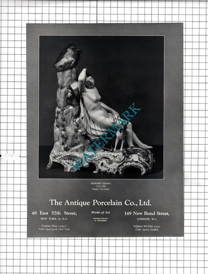 Garrard & Co Ltd Crown Jewellers London /The Antique Porcelain Co  - 1958 Advert