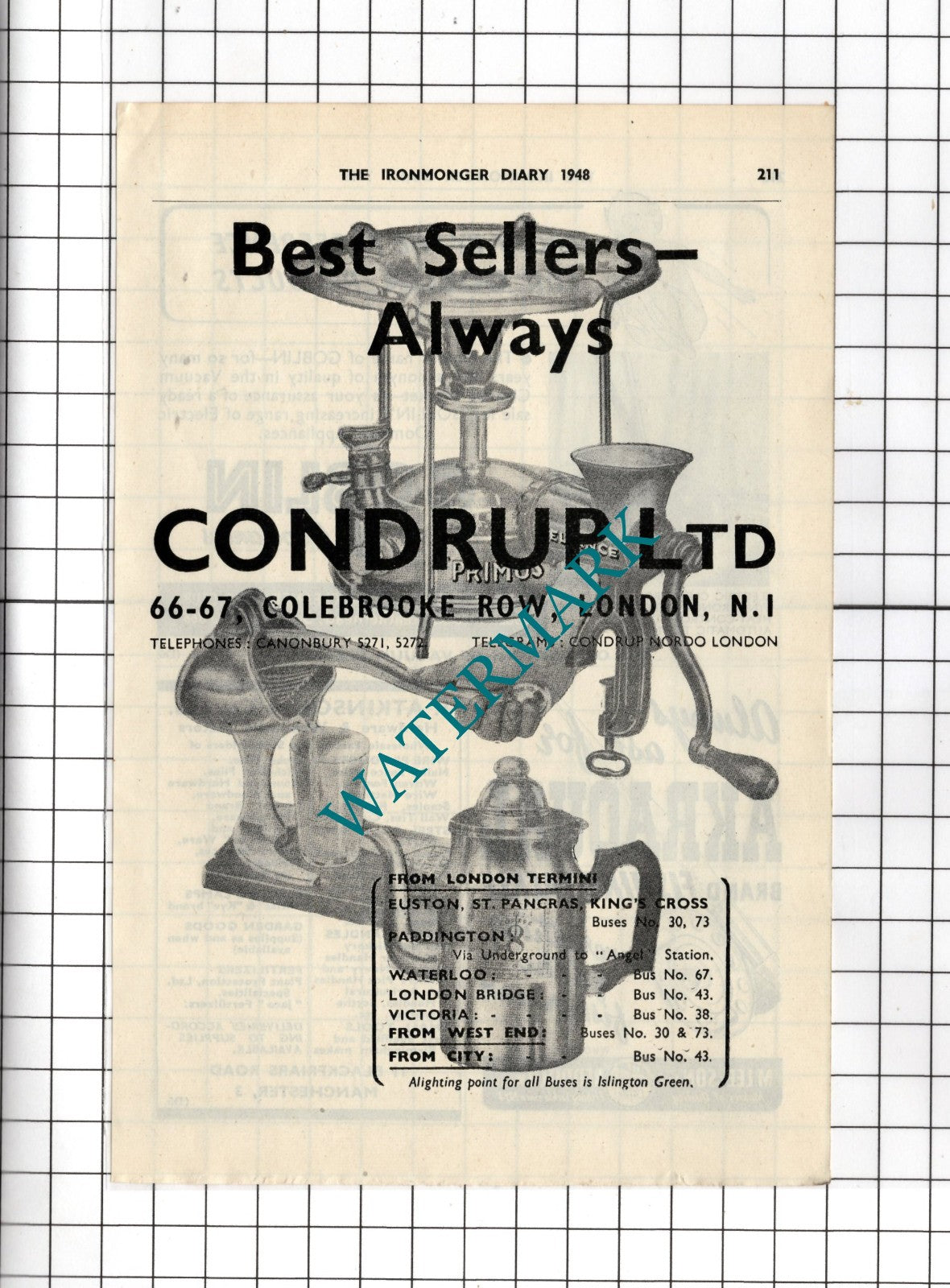 Condrup Ltd Colebrooke Row London - 1948 Small Advert